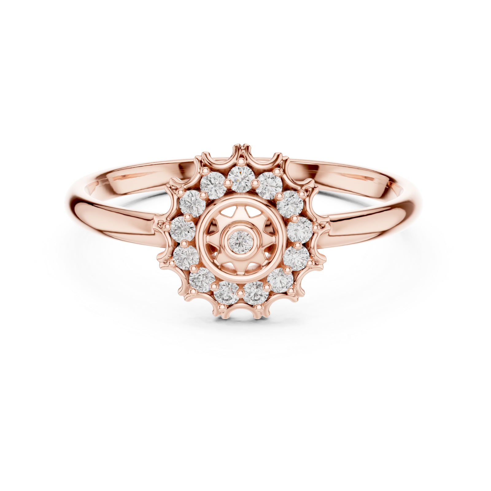  Rose Gold Twilight Petal Whisper Solitaire Ring Front View