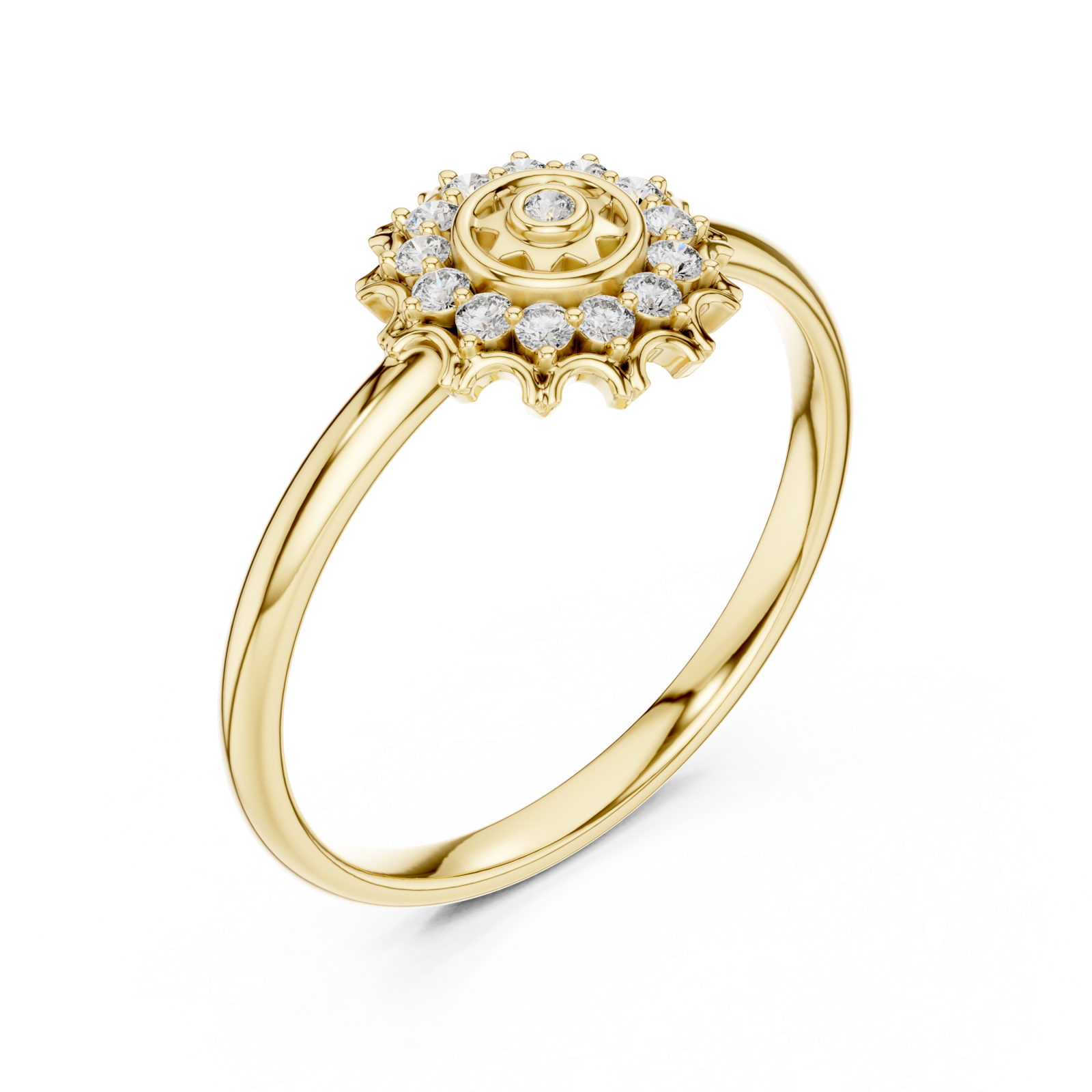 Gold Twilight Petal Whisper Solitaire Ring Right View