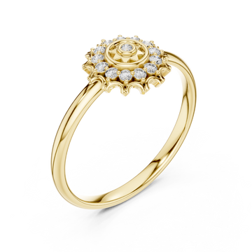 Gold Twilight Petal Whisper Solitaire Ring Right View
