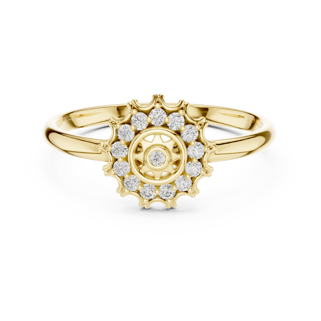 Gold Twilight Petal Whisper Solitaire Ring Right View