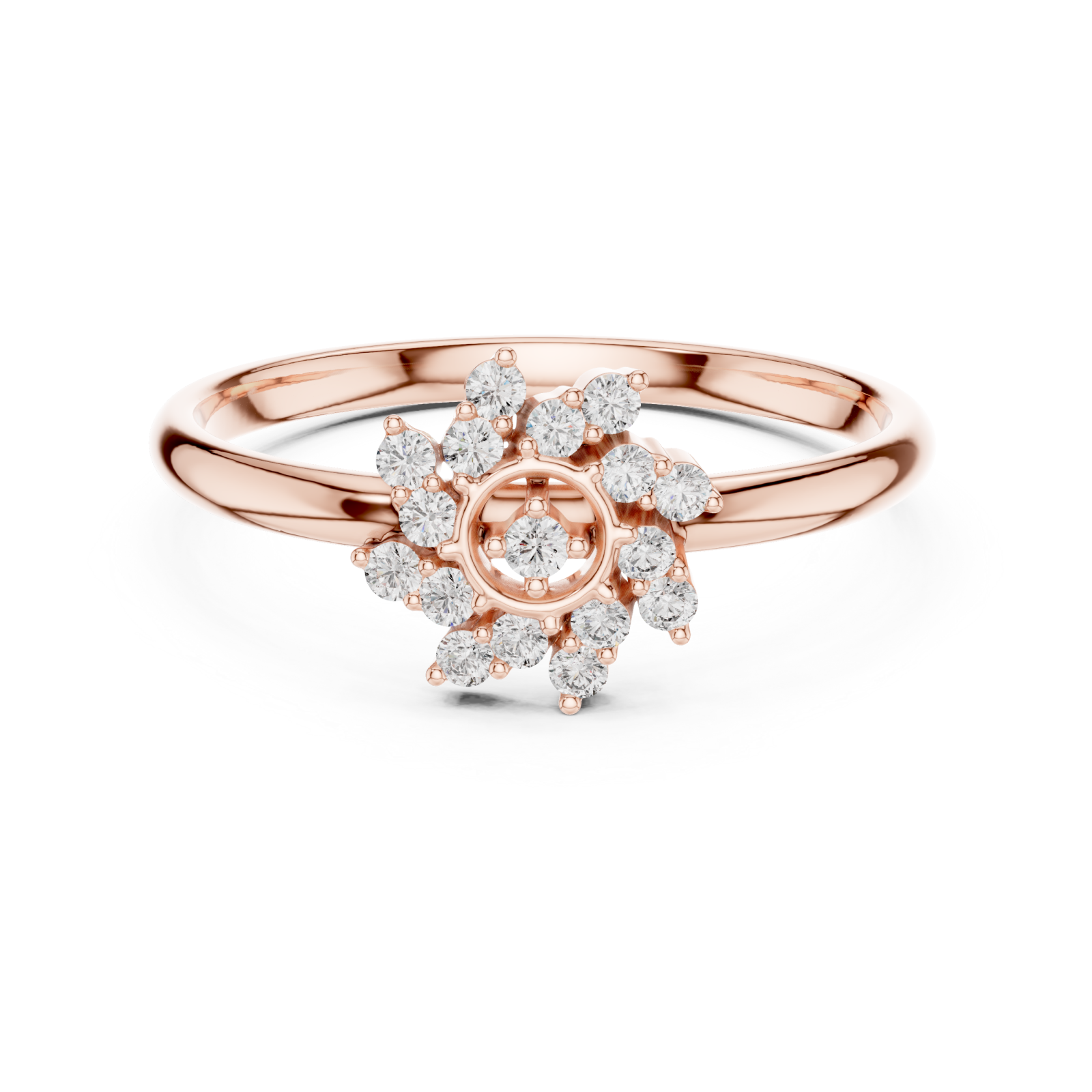  Rose Gold Spring Dawn Sparkle Solitaire Ring Front View