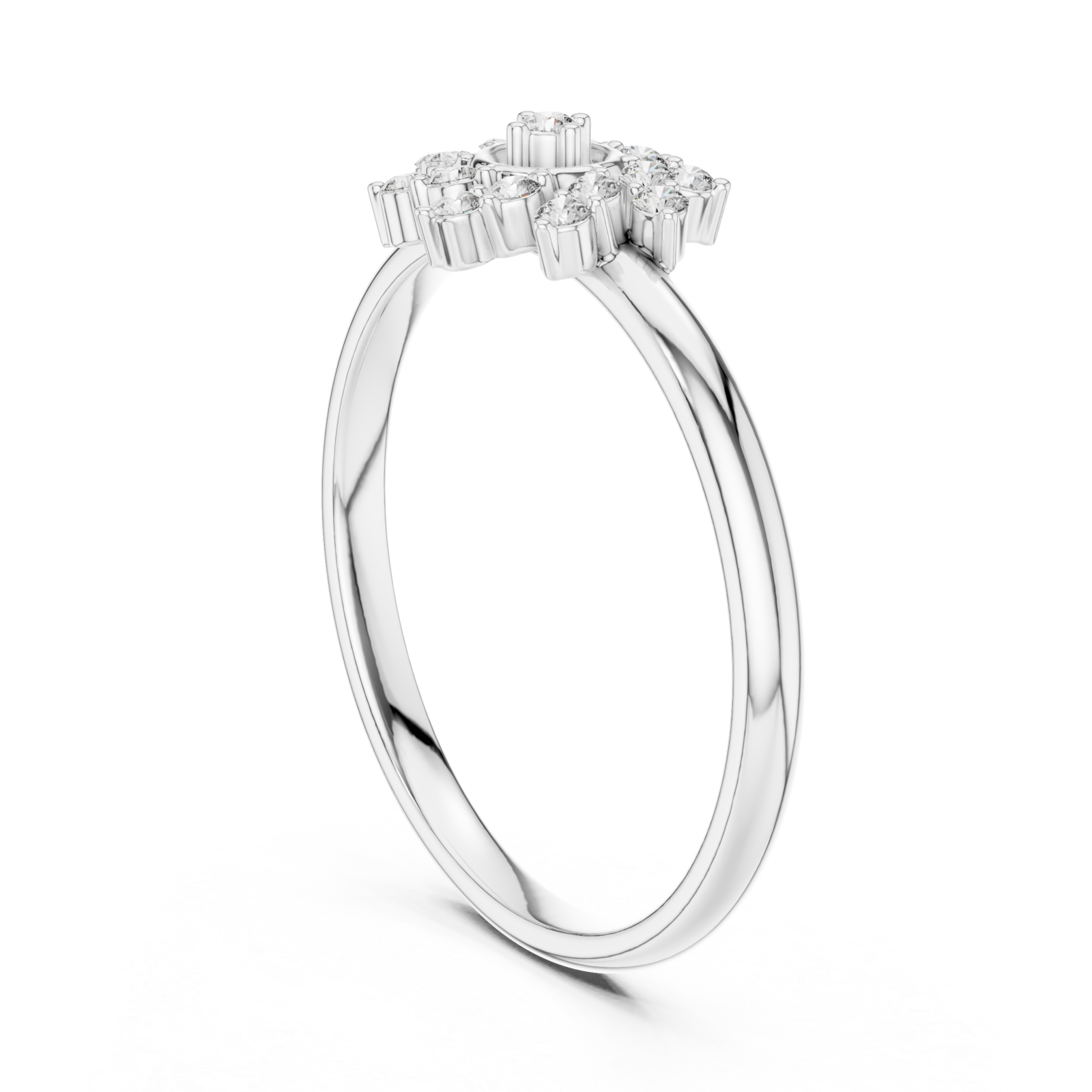 White Gold Spring Dawn Sparkle Solitaire Ring Left View