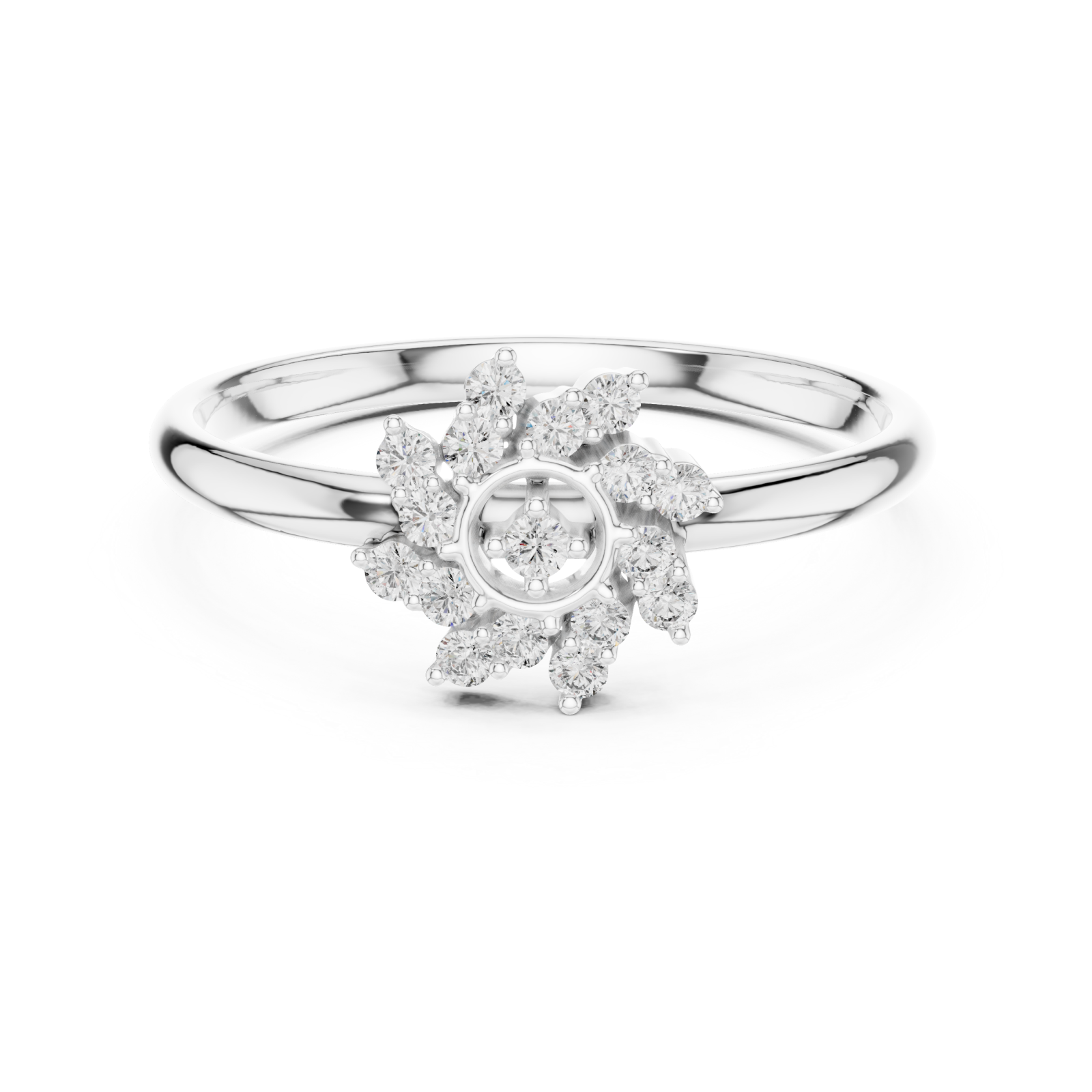  White Gold Spring Dawn Sparkle Solitaire Ring Front View