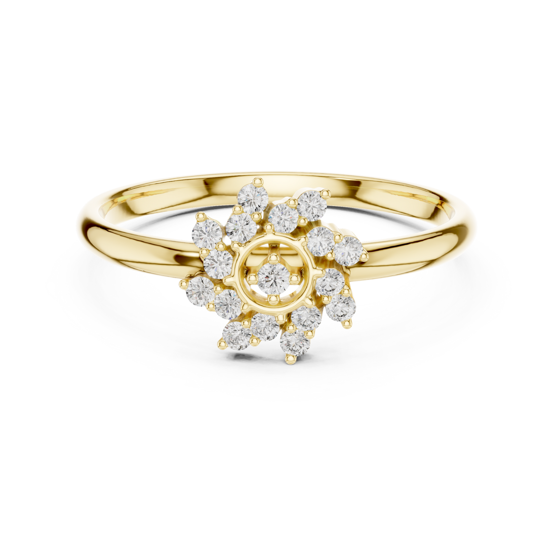 Gold Spring Dawn Sparkle Solitaire Ring Right View