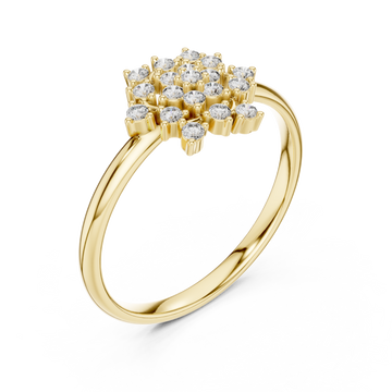 Gold Blossom Cluster Halo Ring Right View