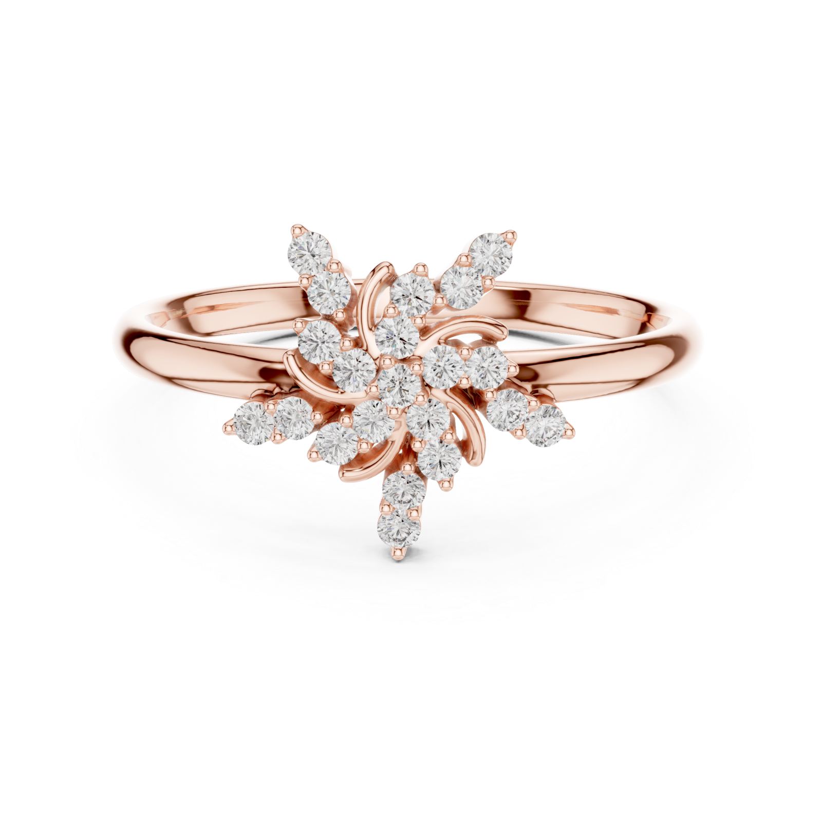  Rose Gold Blooming Harmony Blossom Ring Front View
