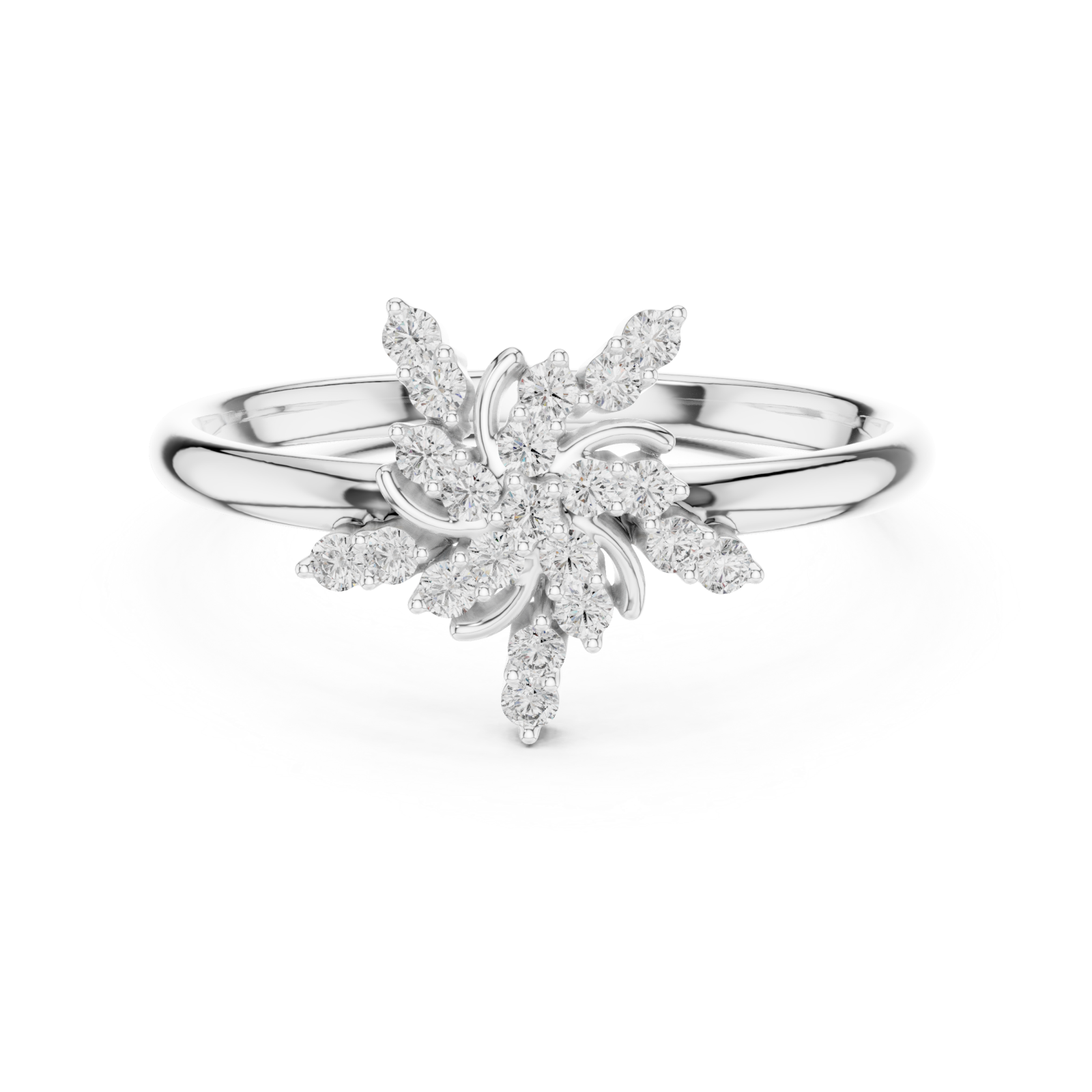  White Gold Blooming Harmony Blossom Ring Front View