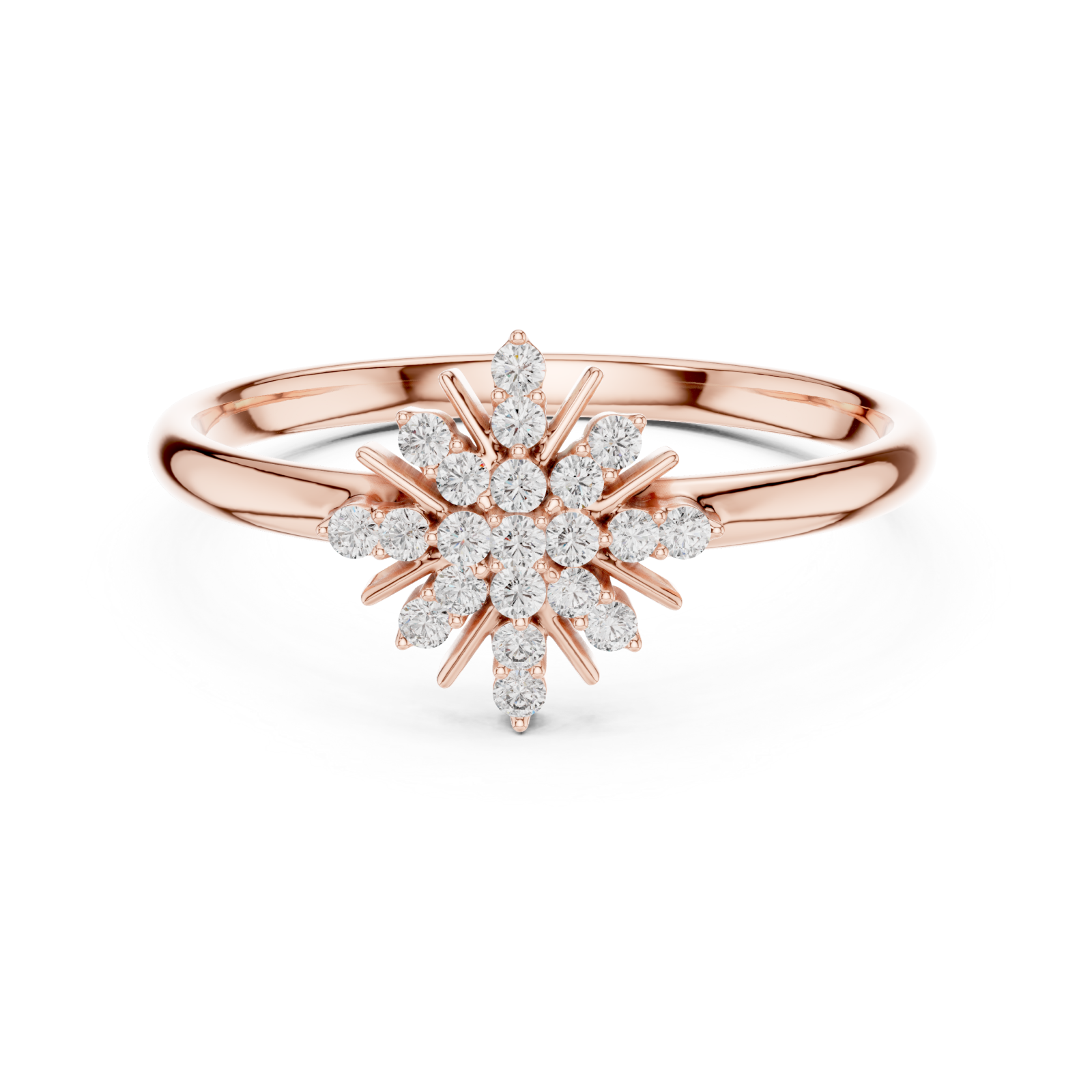  Rose Gold Enchanted Dewdrop Blossom Ring Front View