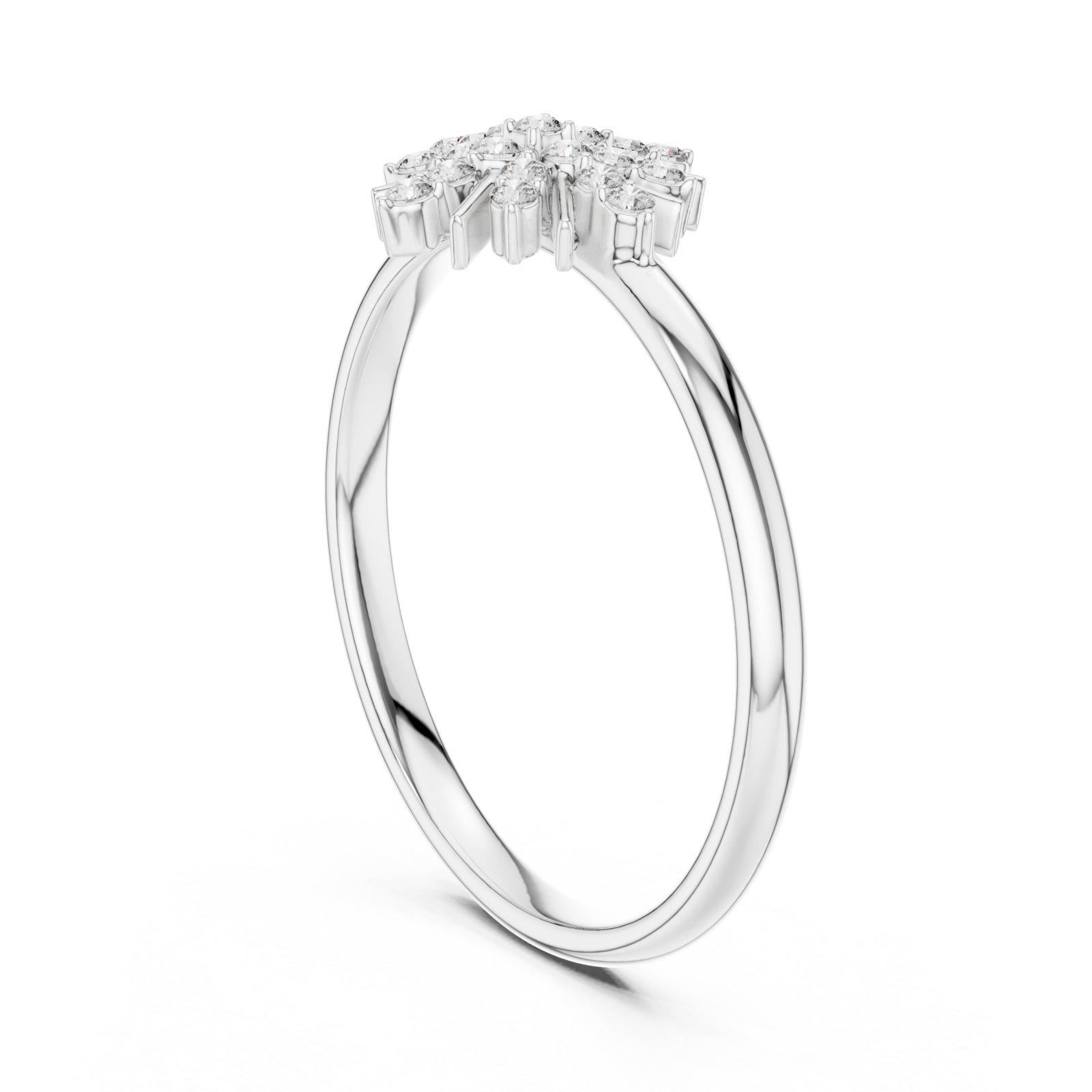  White Gold Enchanted Dewdrop Blossom Ring Left View
