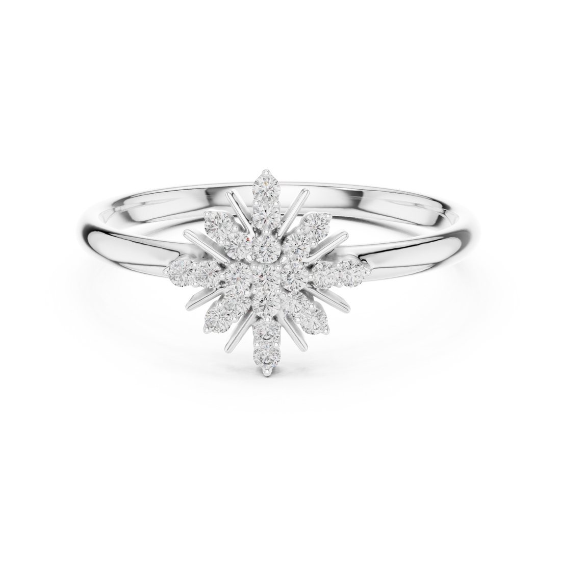  White Gold Enchanted Dewdrop Blossom Ring Right View