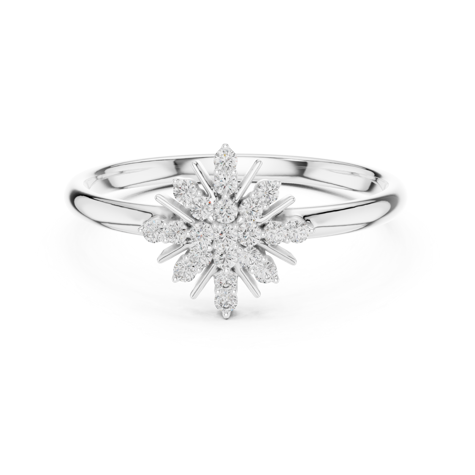  White Gold Enchanted Dewdrop Blossom Ring Front View