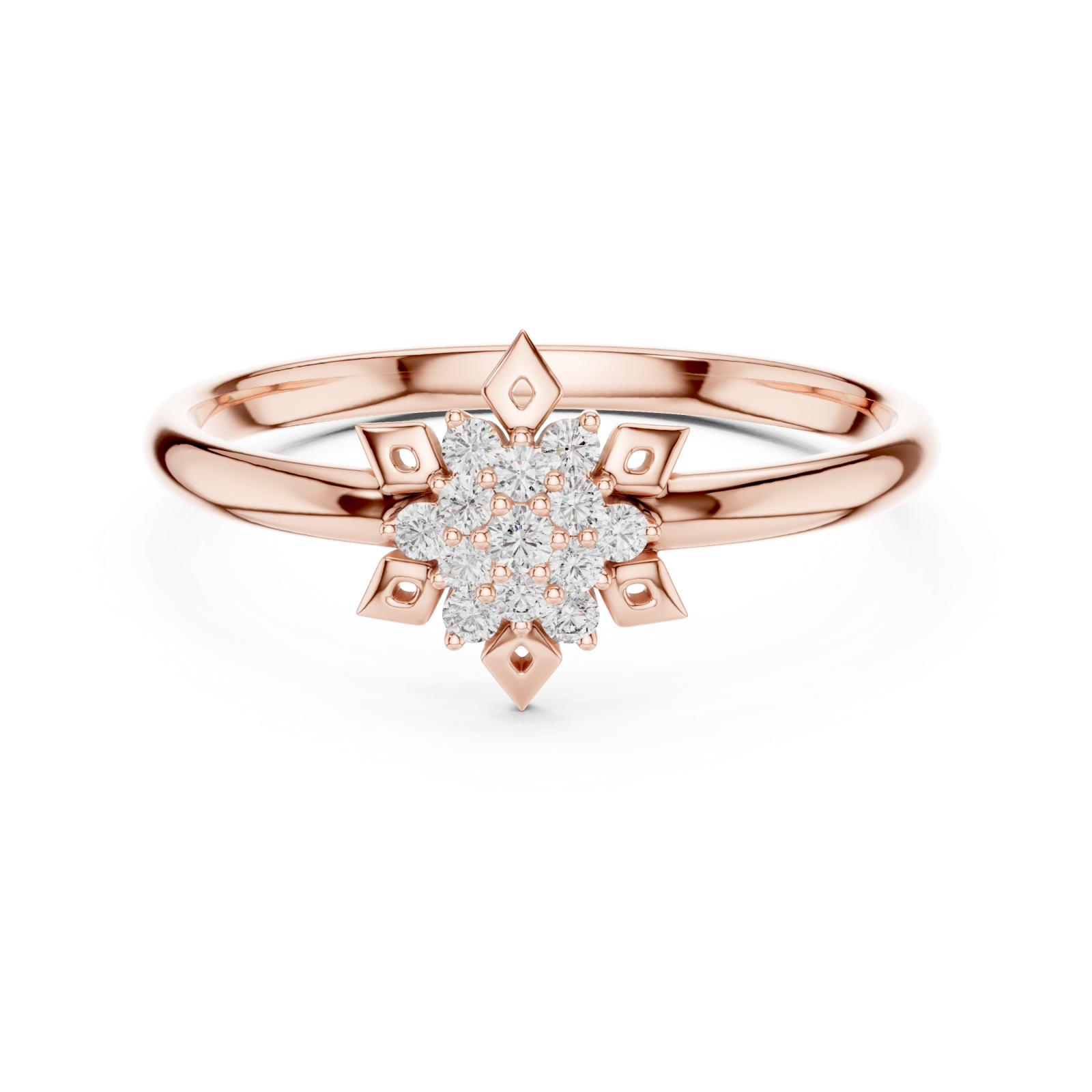  Rose Gold Luminous Petals Ring Front View