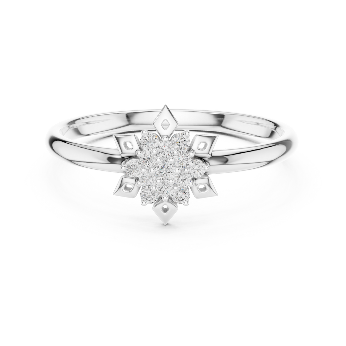  White Gold Luminous Petals Ring Right View