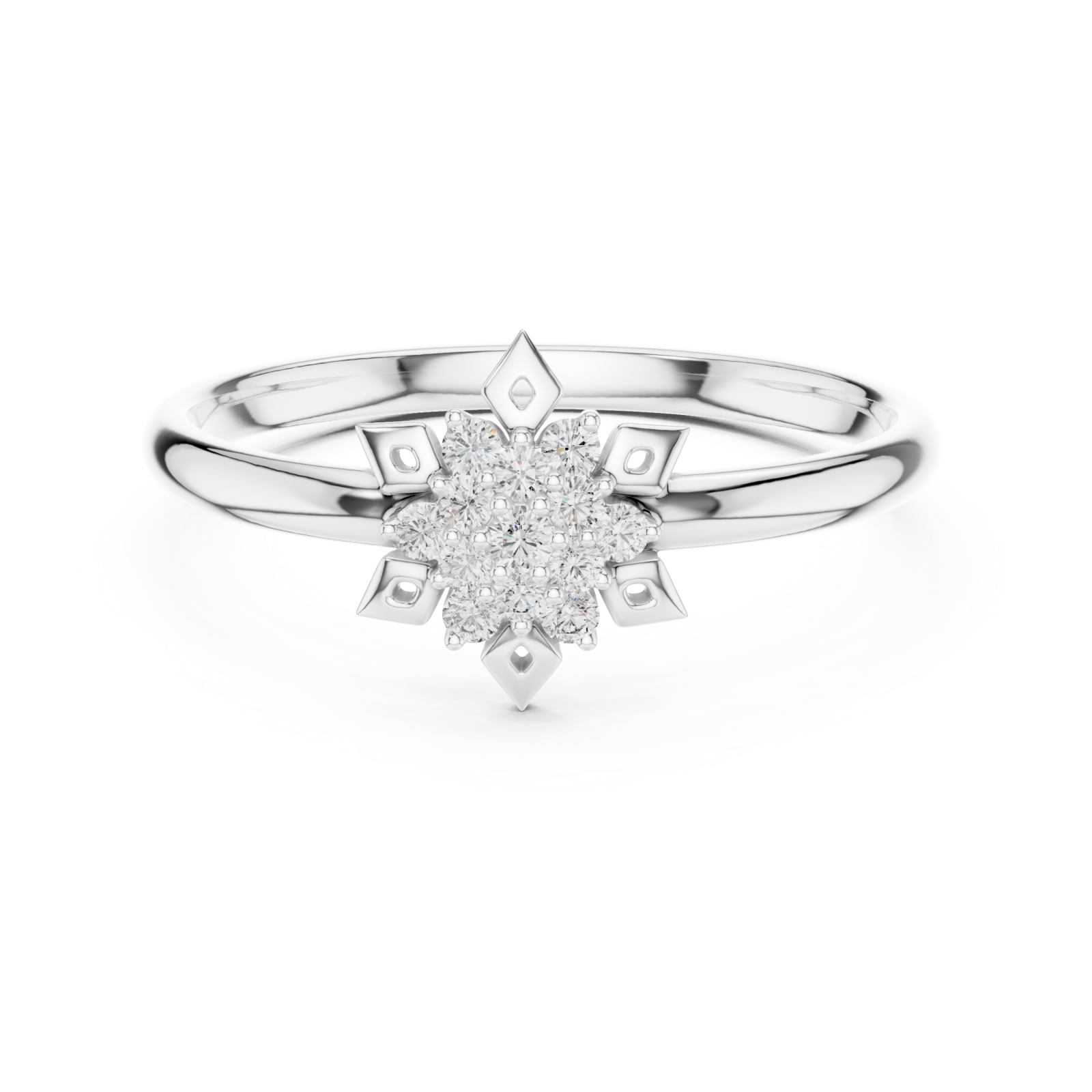  White Gold Luminous Petals Ring Front View