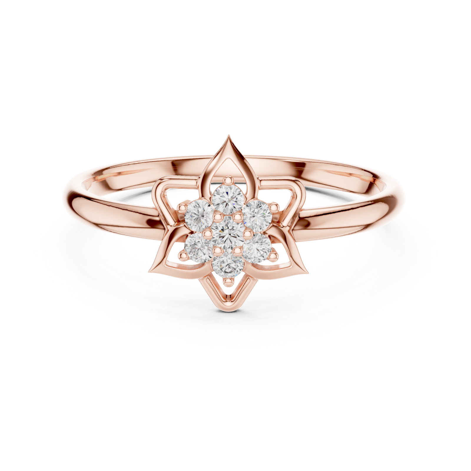  Rose Gold Wildflower Radiance Statement Band Front View