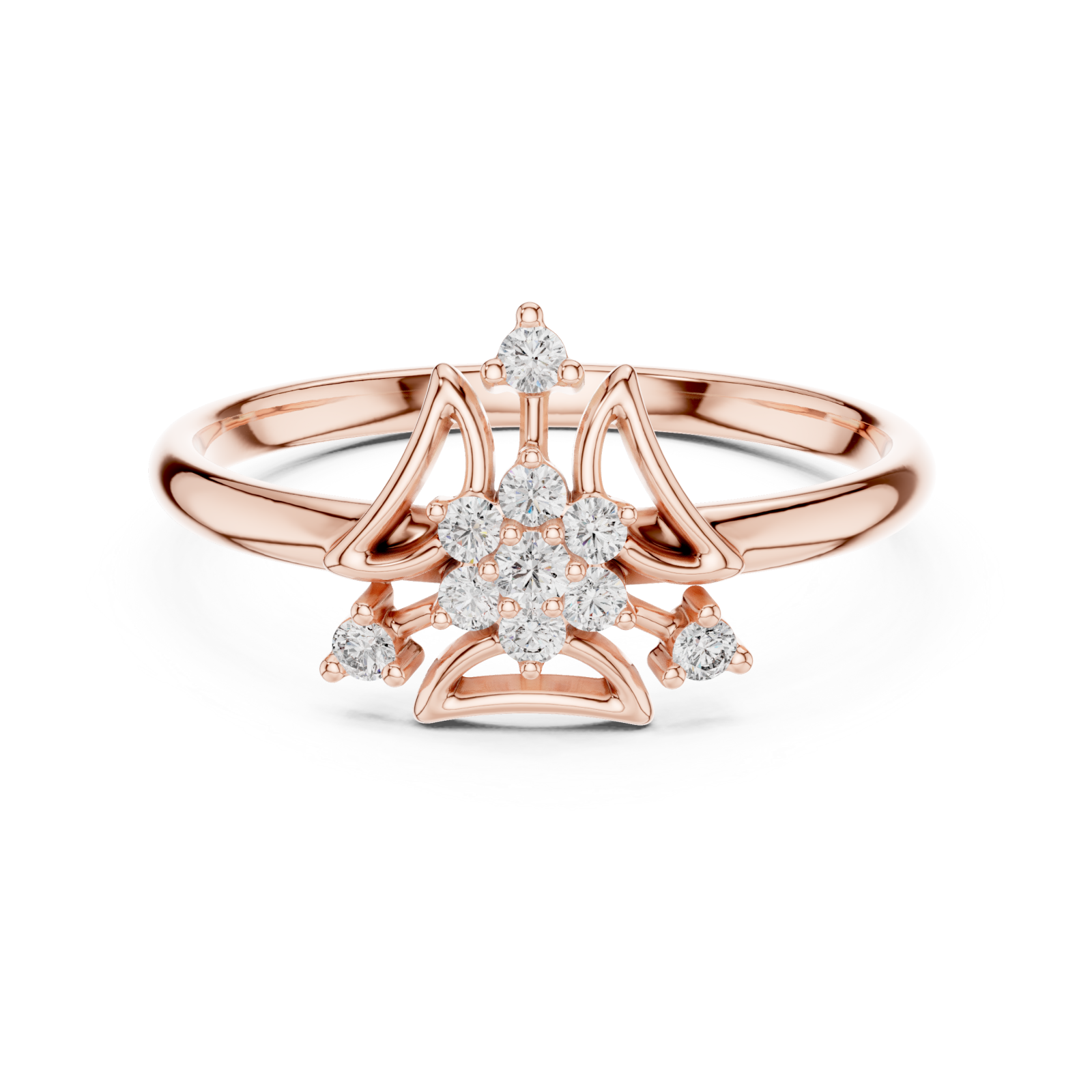  Rose Gold Golden Gardenia Muse Cocktail Ring Front View