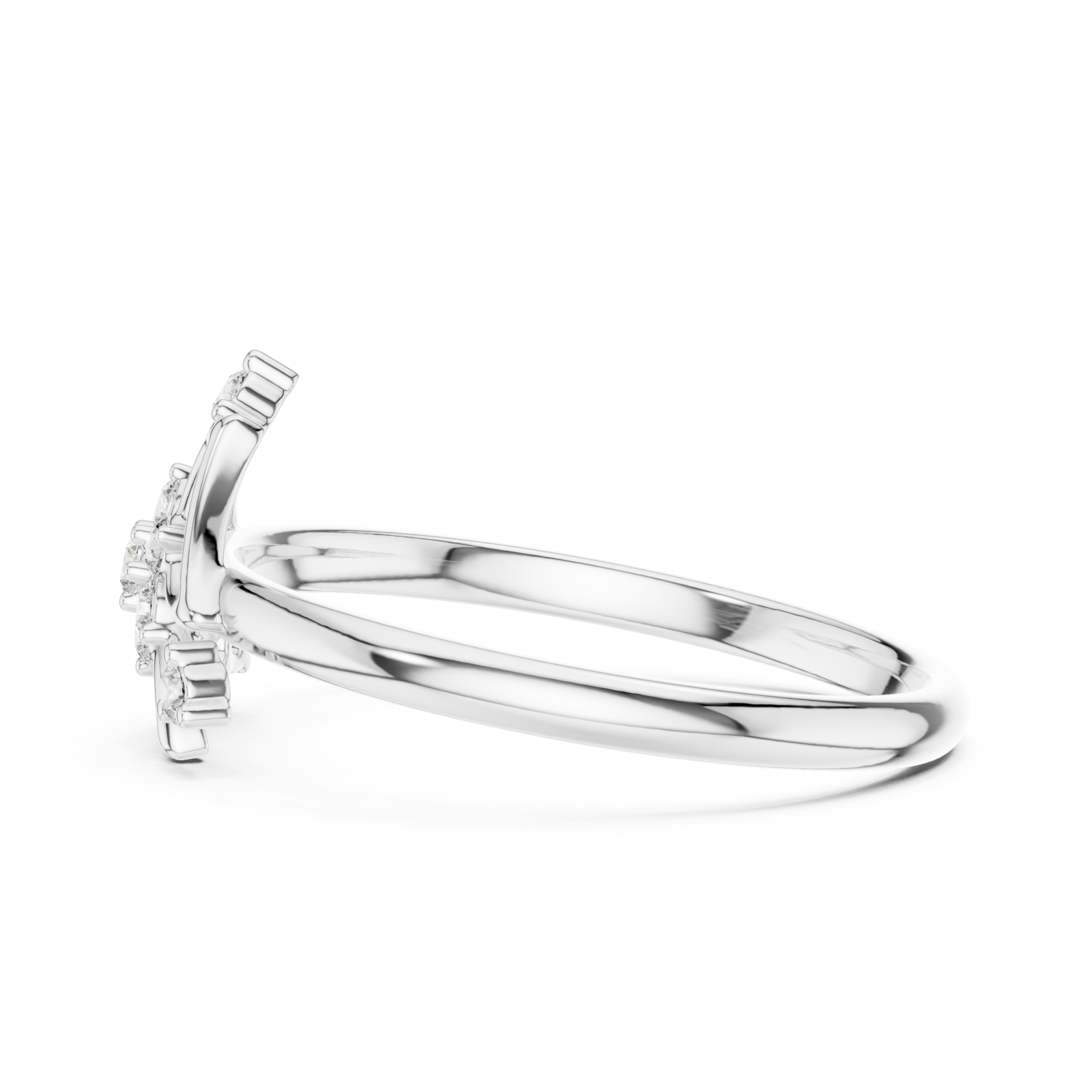  White Gold Golden Gardenia Muse Cocktail Ring Side View