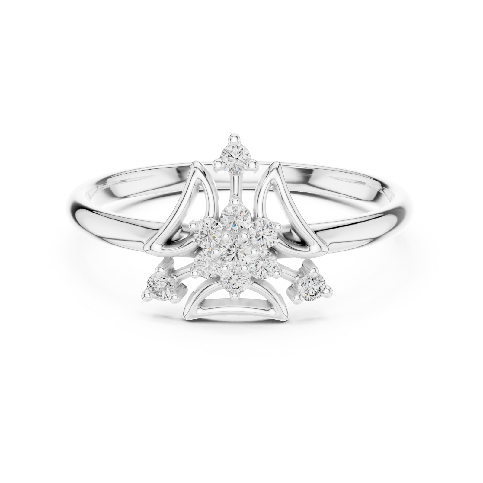  White Gold Golden Gardenia Muse Cocktail Ring Front View