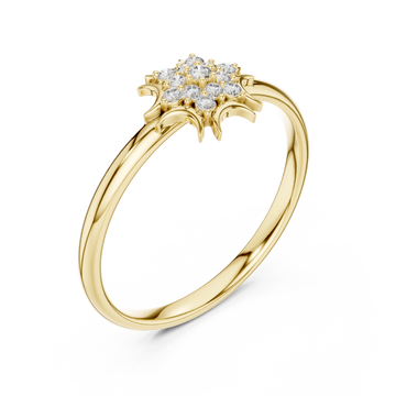 Gold Radiant Fleur Cluster Engagement Ring Right View