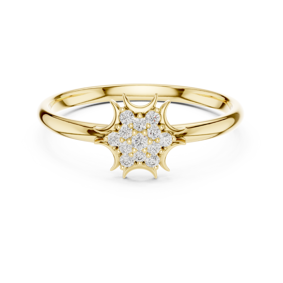 Gold Radiant Fleur Cluster Engagement Ring Right View