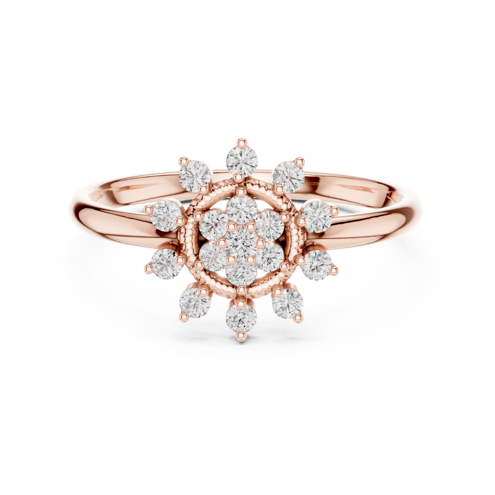  Rose Gold Twilight Floral Celebration Cocktail Ring Front View