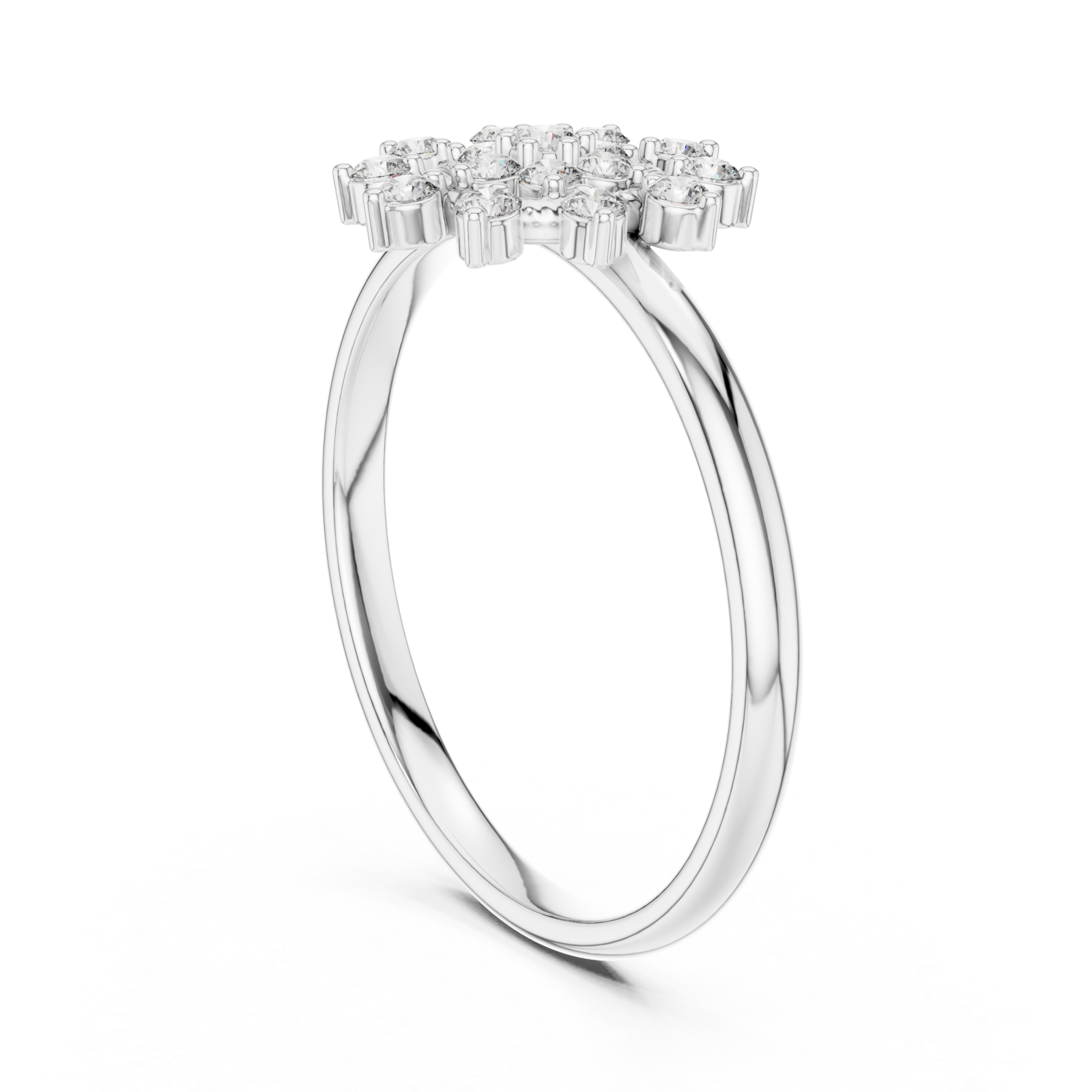  White Gold Twilight Floral Celebration Cocktail Ring Left View