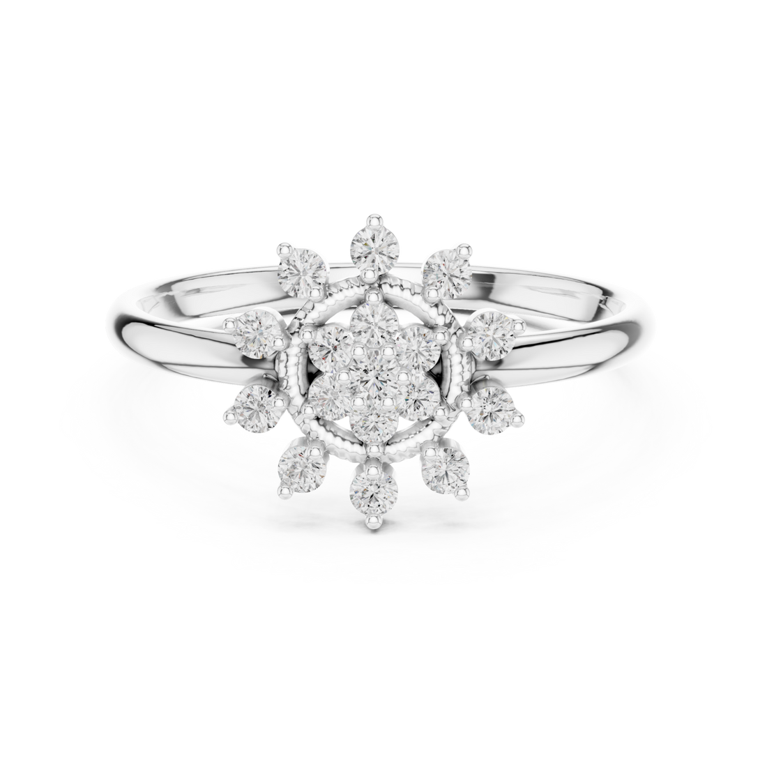  White Gold Twilight Floral Celebration Cocktail Ring Right View