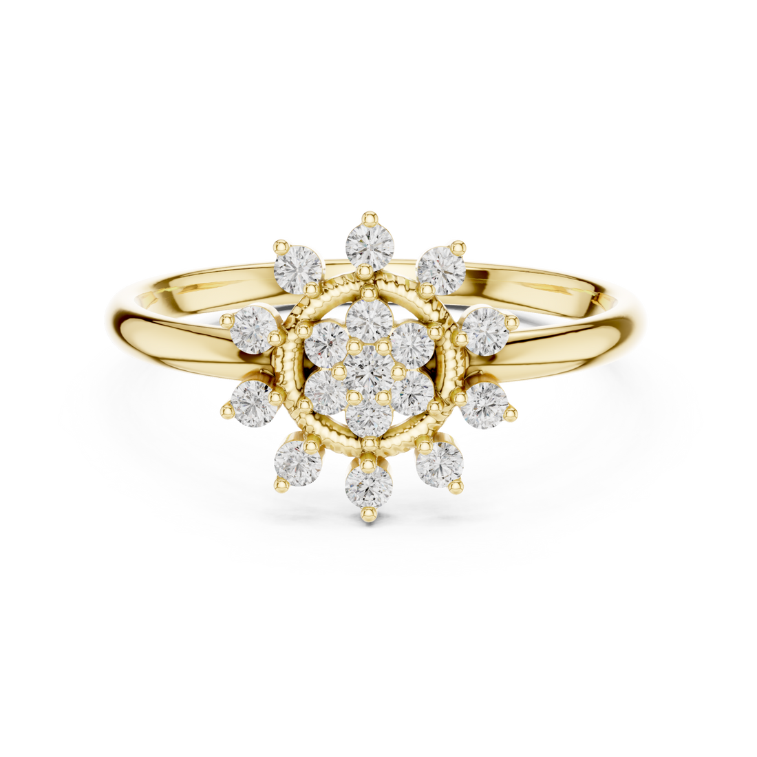 Gold Twilight Floral Celebration Cocktail Ring Right View