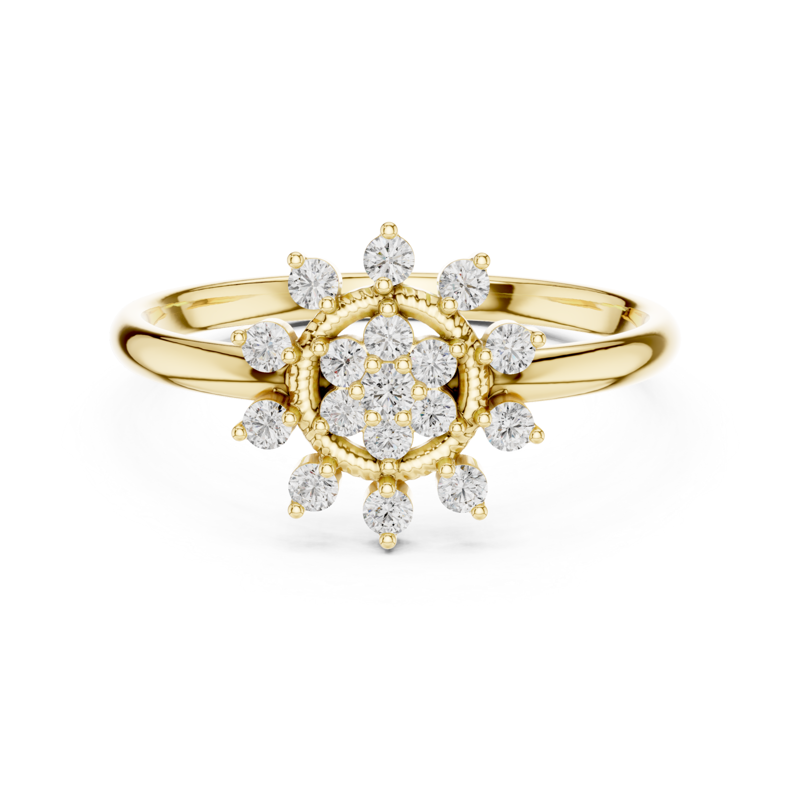  Gold Twilight Floral Celebration Cocktail Ring Front View