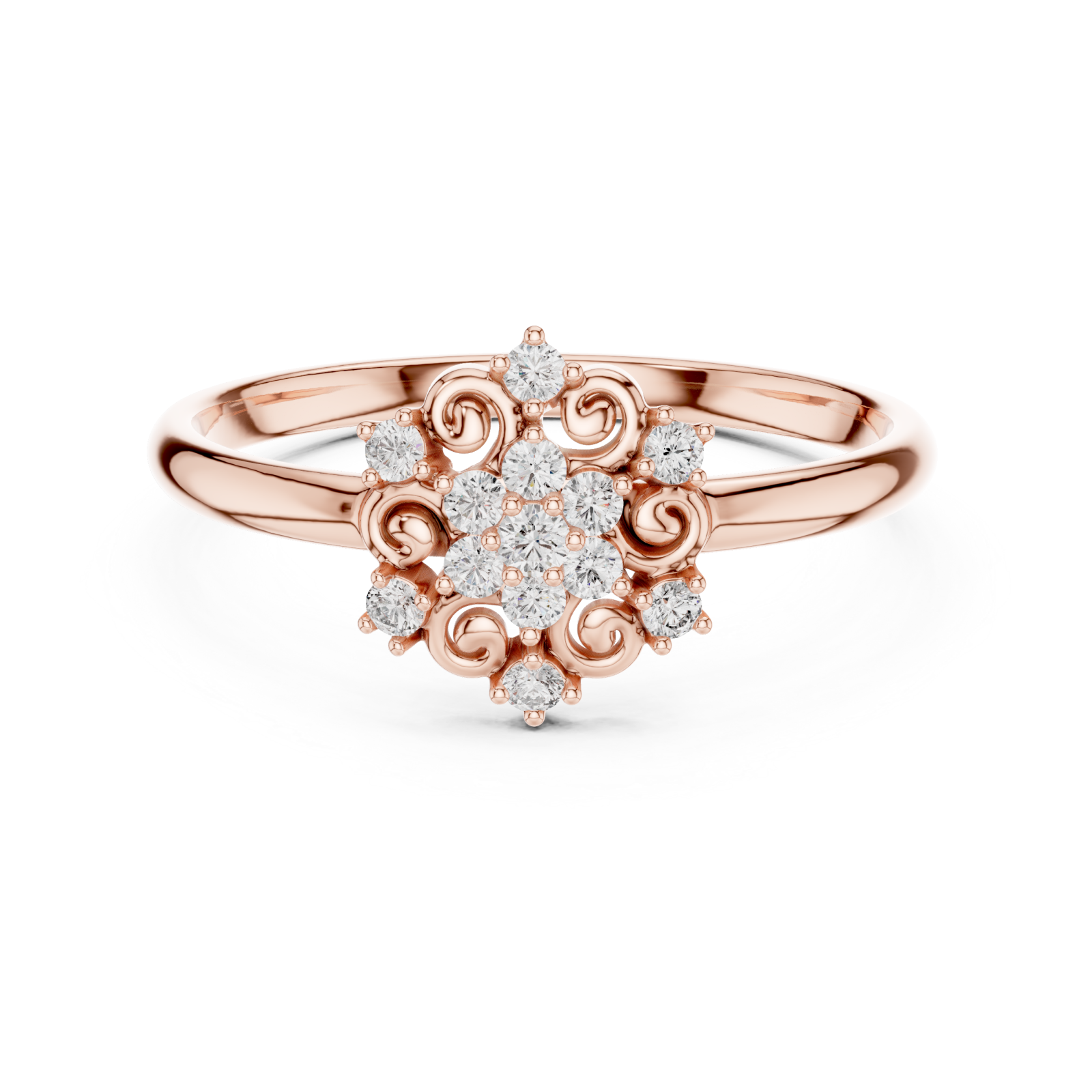  Rose Gold Opulent Reverie Blossom Halo Band Front View