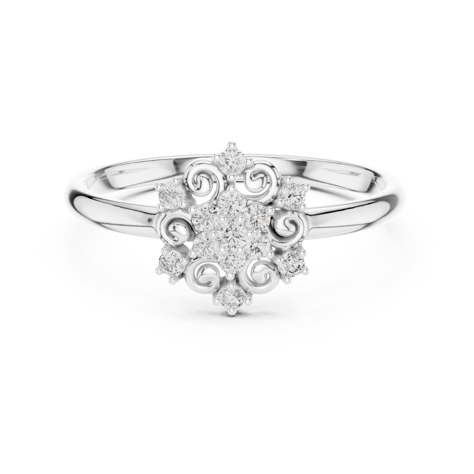  White Gold Opulent Reverie Blossom Halo Band Front View