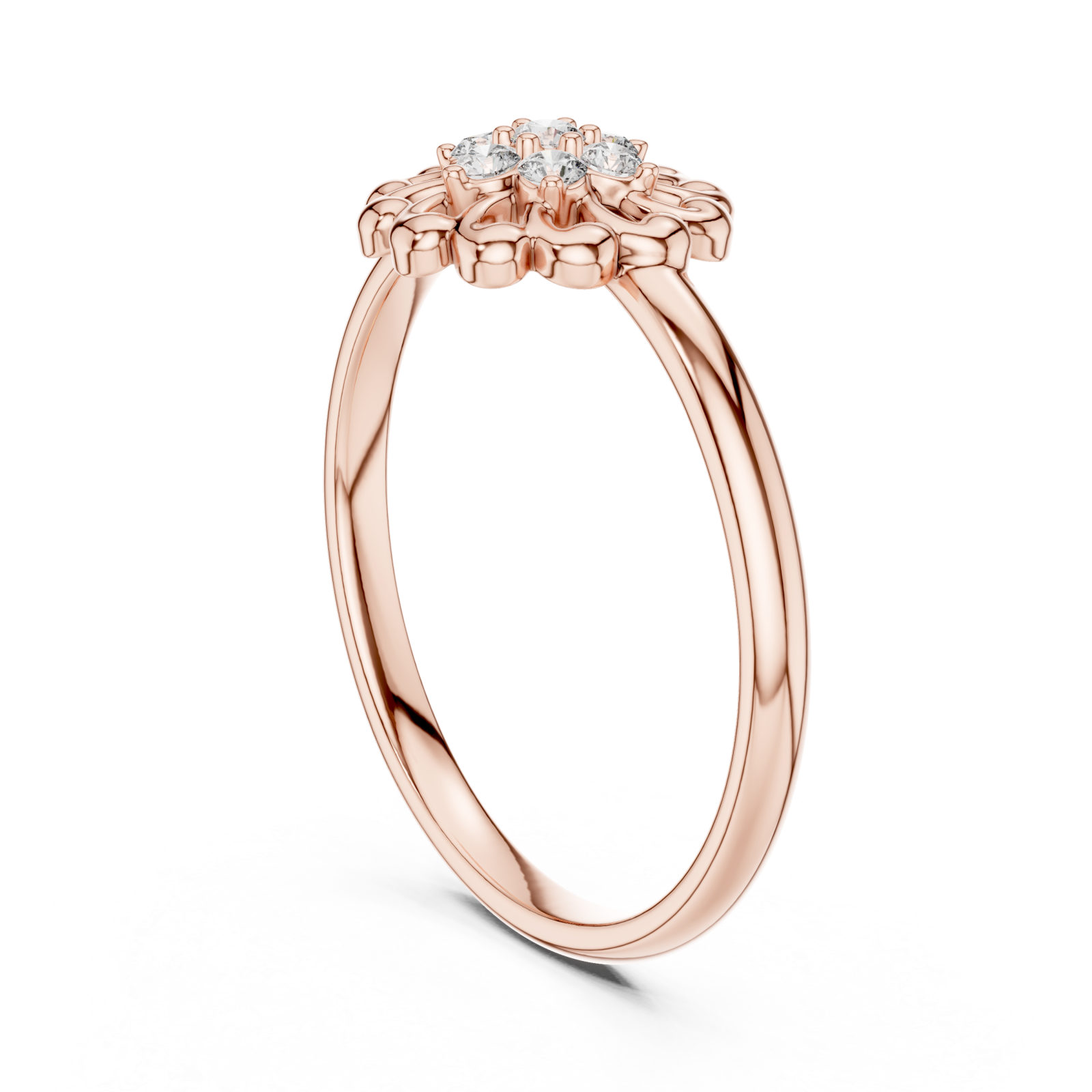  Rose Gold Radiant Harmony Petal Cluster Ring Left View