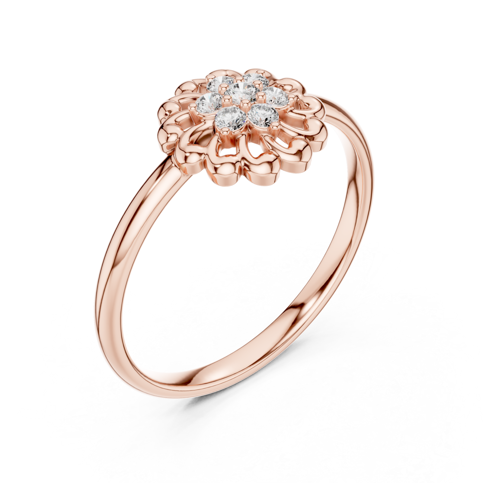  Rose Gold Radiant Harmony Petal Cluster Ring Right View