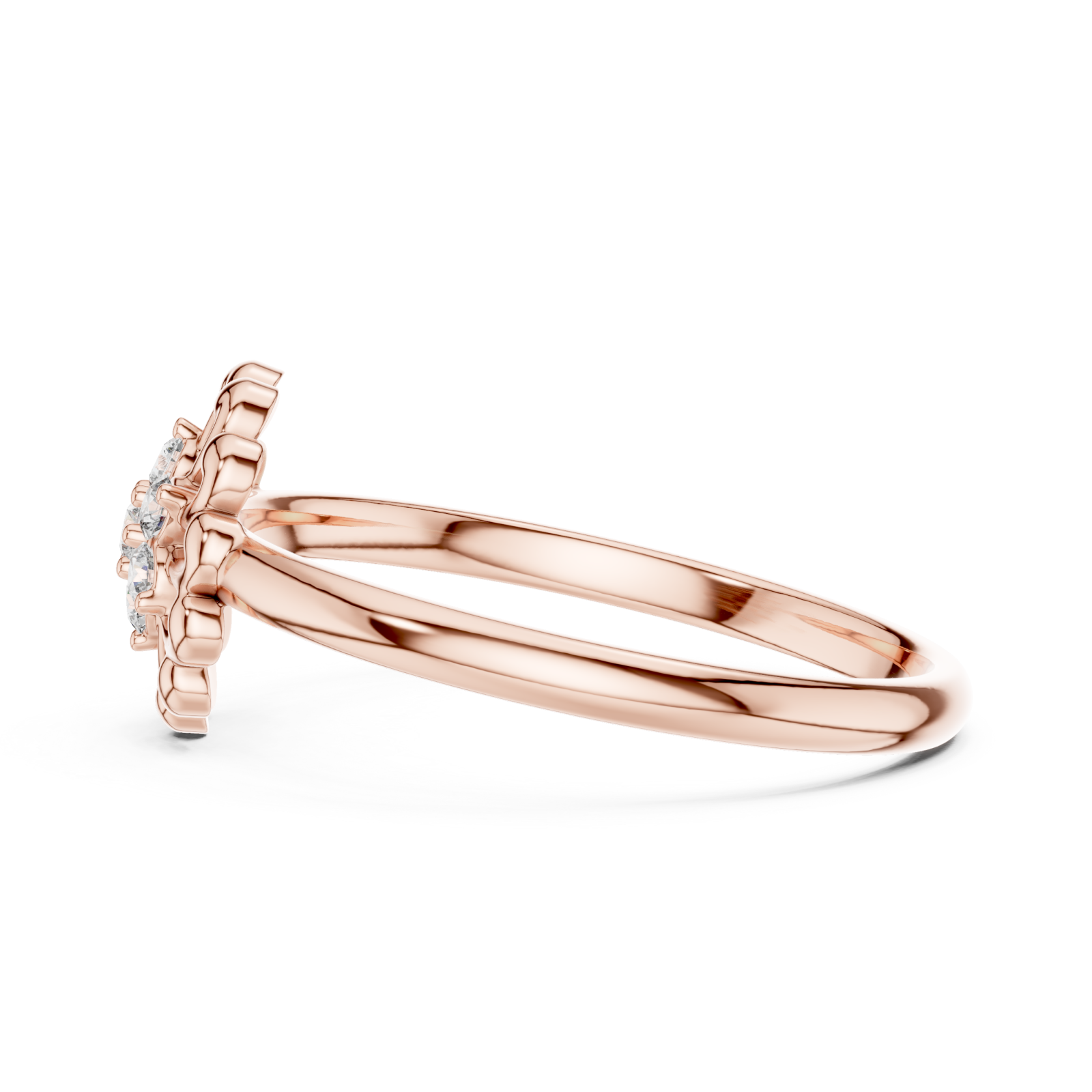  Rose Gold Radiant Harmony Petal Cluster Ring Side View
