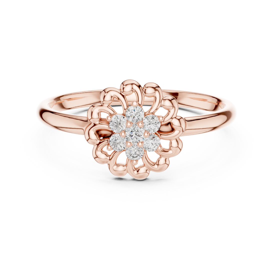  Rose Gold Radiant Harmony Petal Cluster Ring Right View
