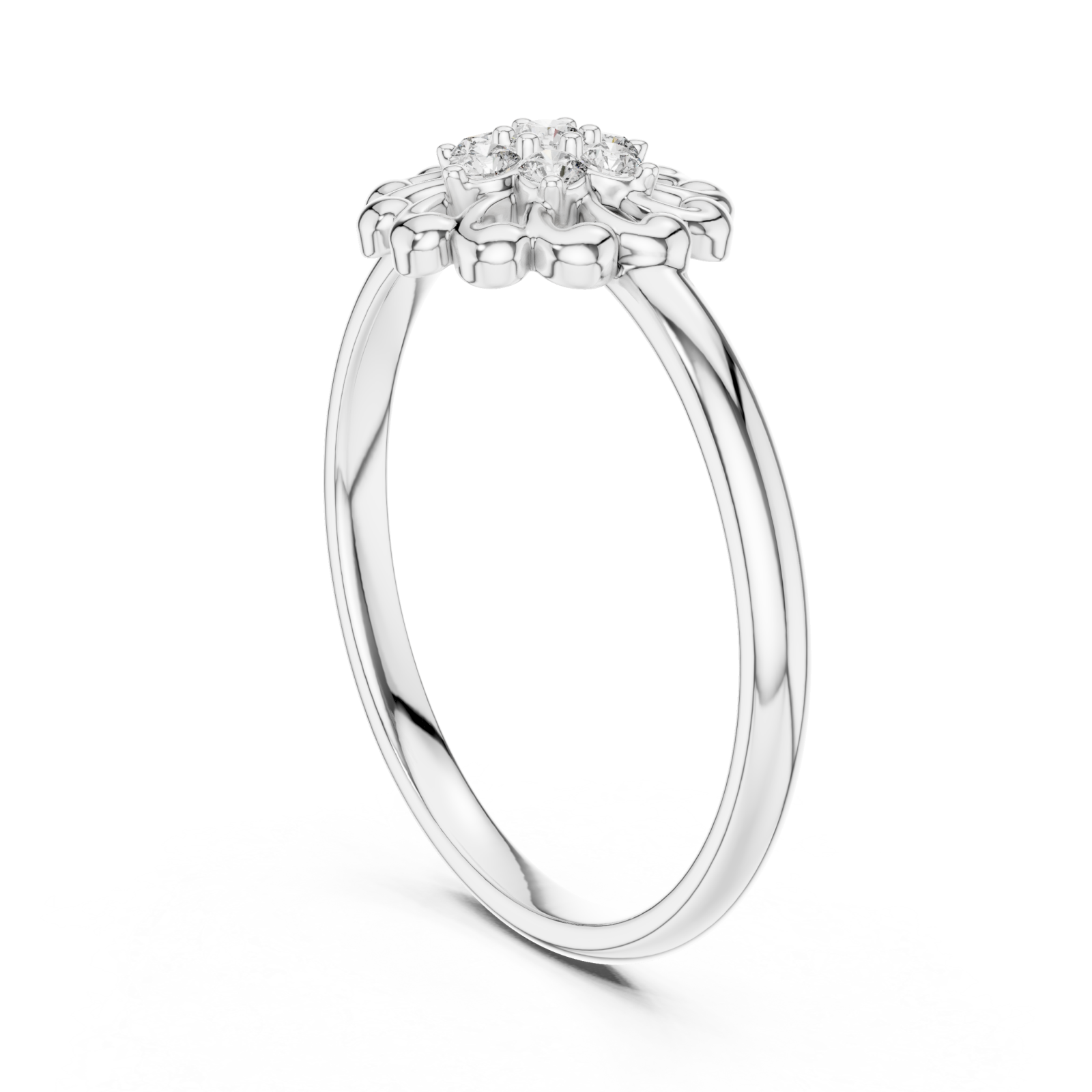  White Gold Radiant Harmony Petal Cluster Ring Left View