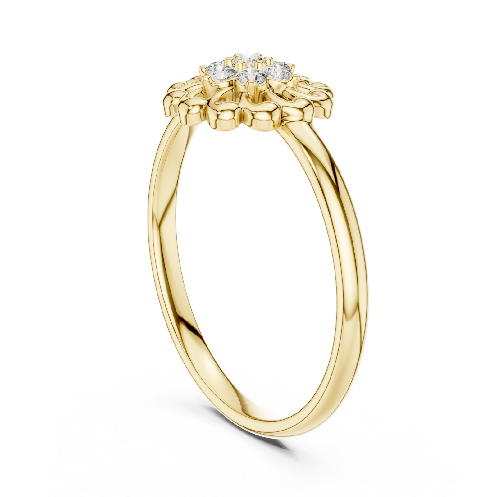  Gold Radiant Harmony Petal Cluster Ring Left View