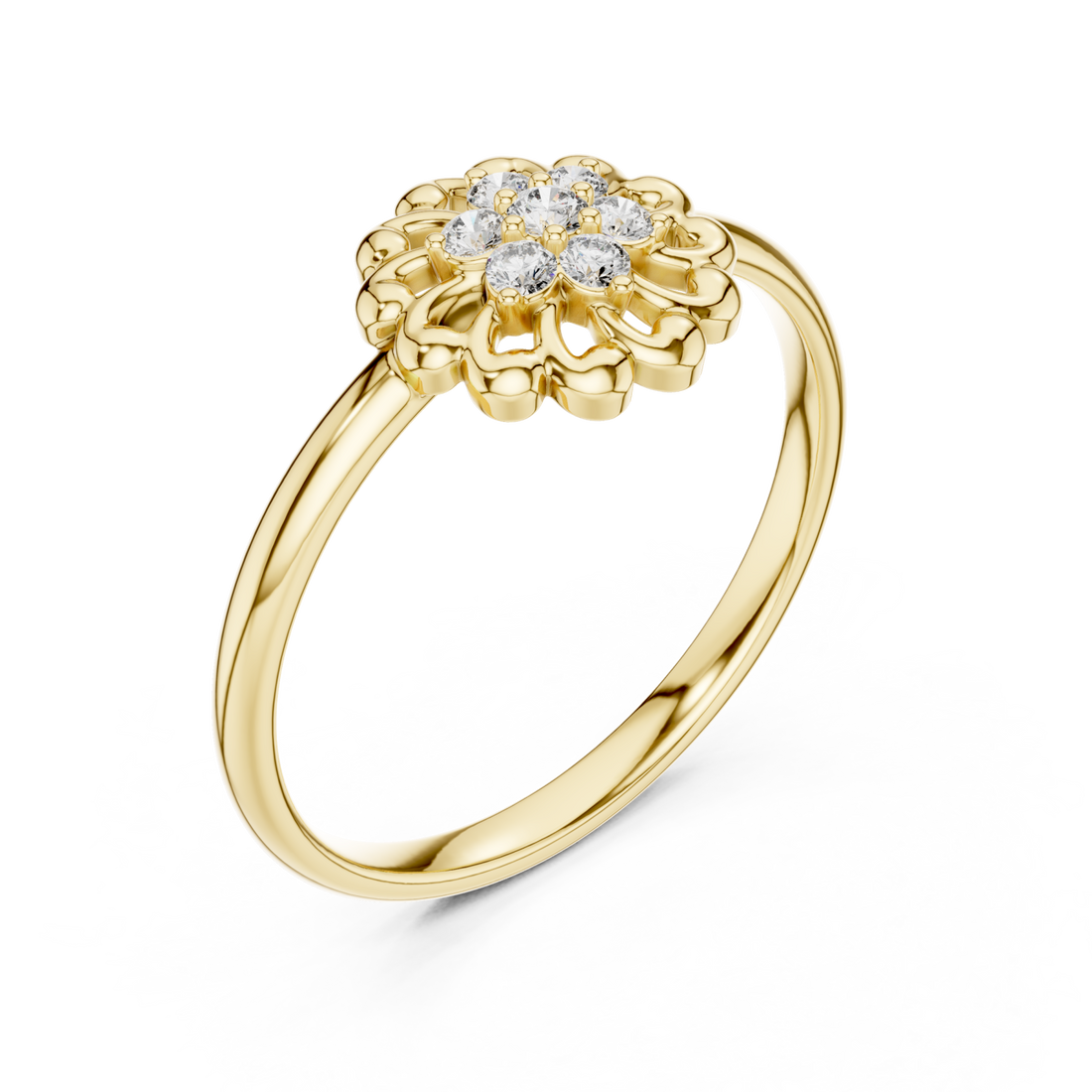 Gold Radiant Harmony Petal Cluster Ring Right View