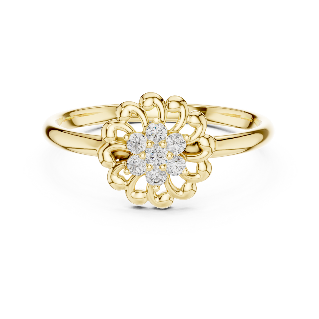 Gold Radiant Harmony Petal Cluster Ring Right View