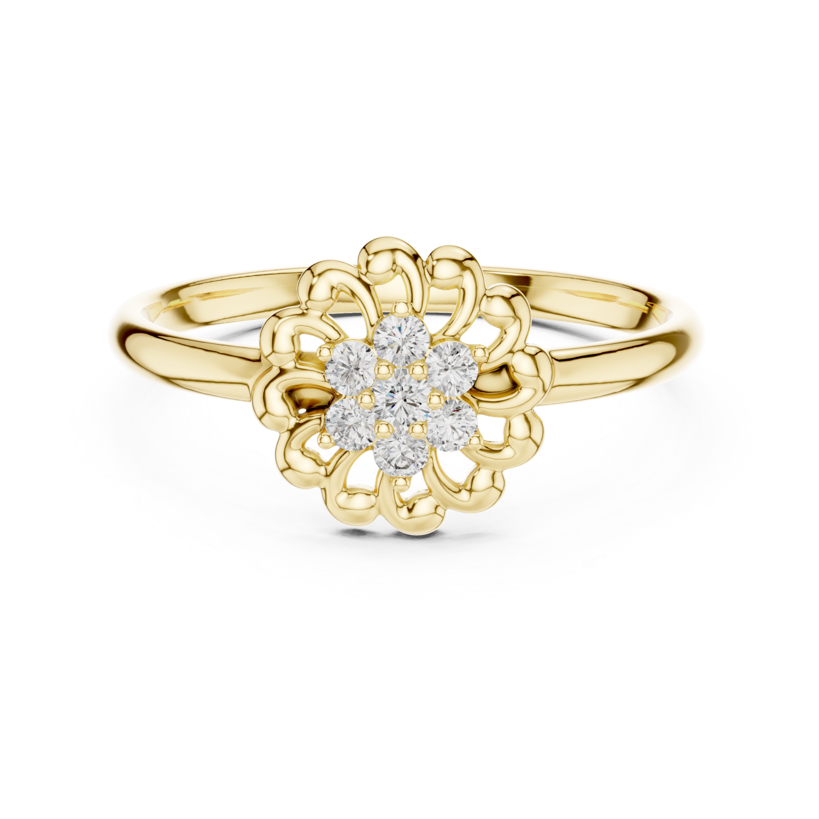  Gold Radiant Harmony Petal Cluster Ring Front View