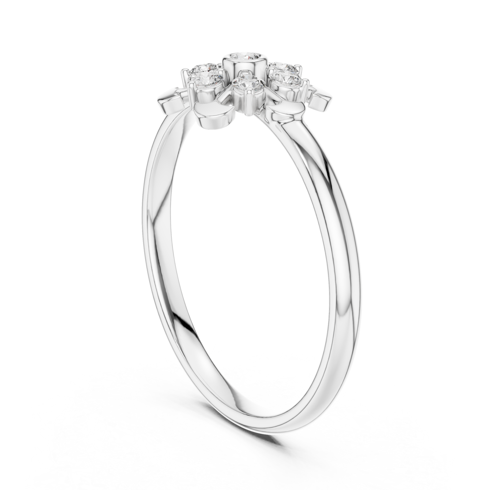  White Gold Enchanted Garden Luxe Cluster Band Left View