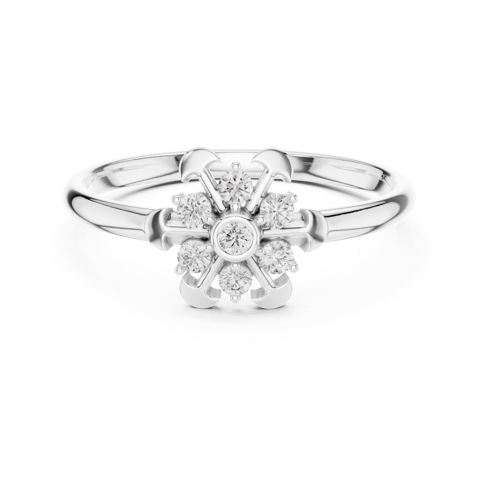  White Gold Enchanted Garden Luxe Cluster Band Front View