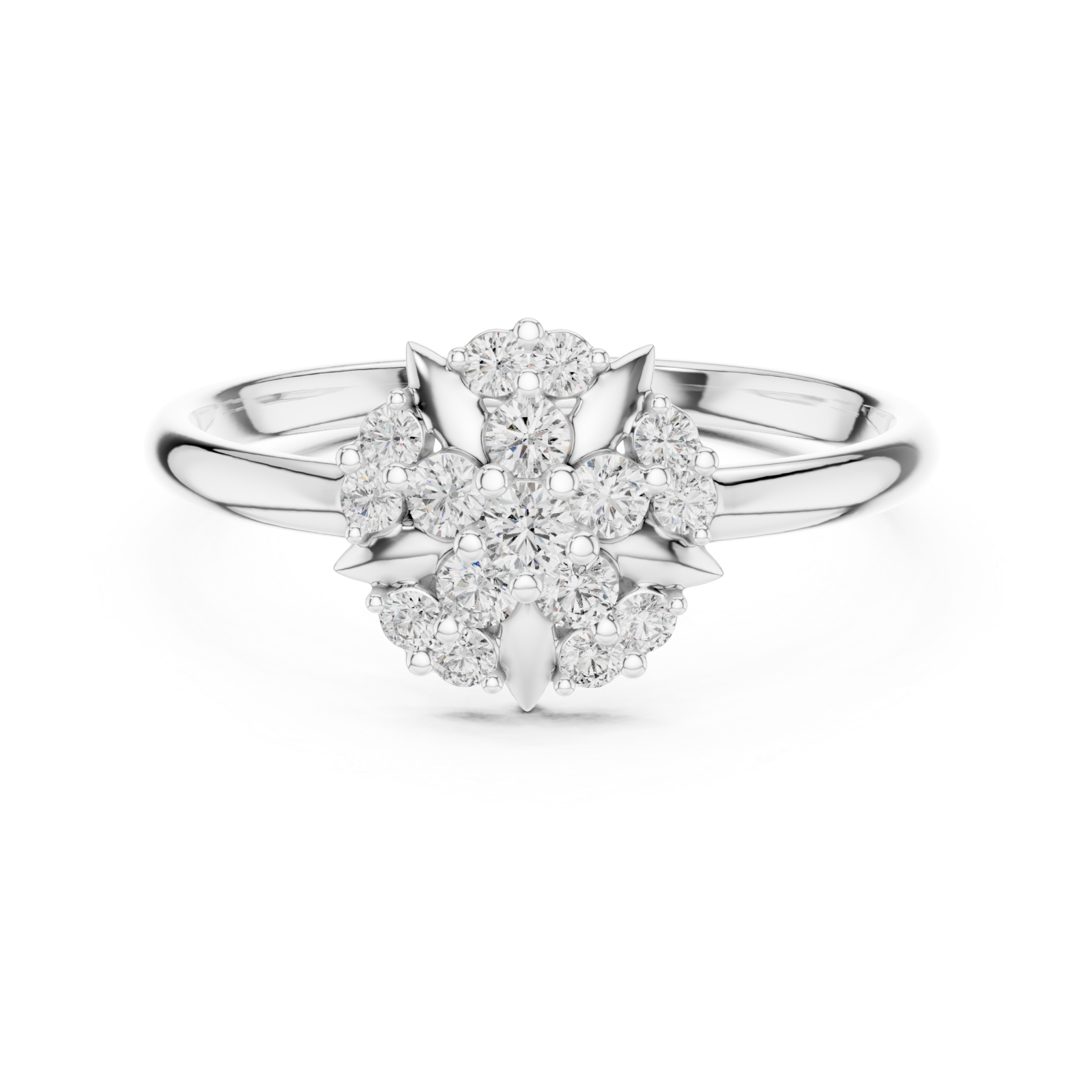  White Gold Radiant Petal Harmony Band Front View