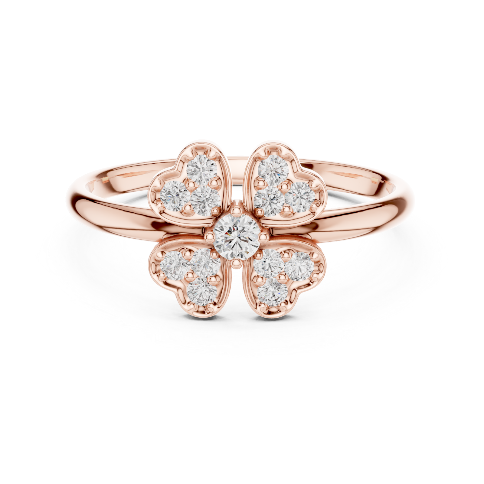  Rose Gold Twilight Garden Blossom Statement Ring Front View