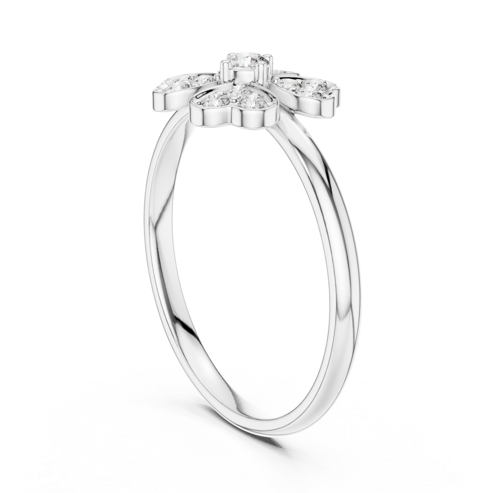  White Gold Twilight Garden Blossom Statement Ring Left View