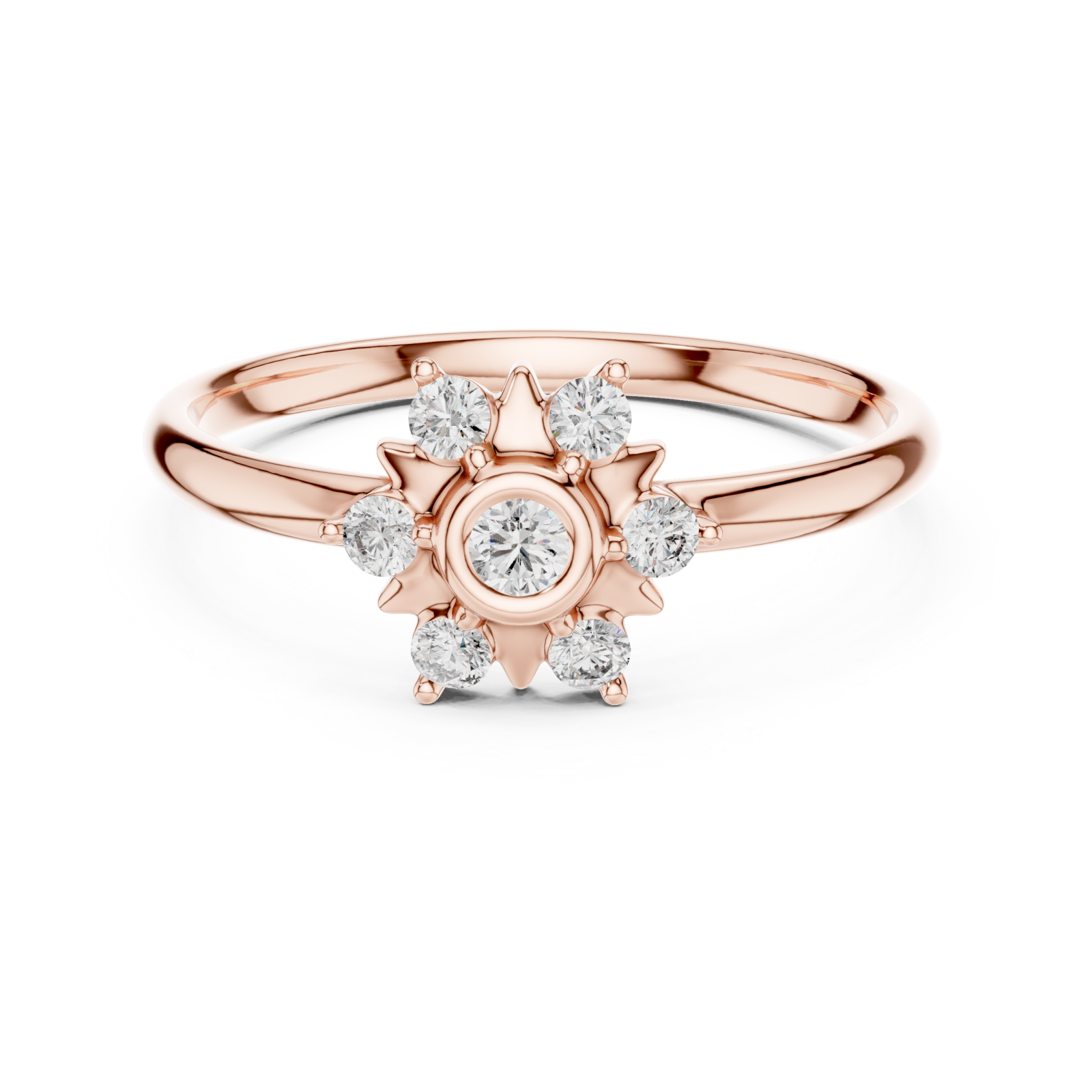  Rose Gold Sunbeam Reverie Petite Band Ring Front View