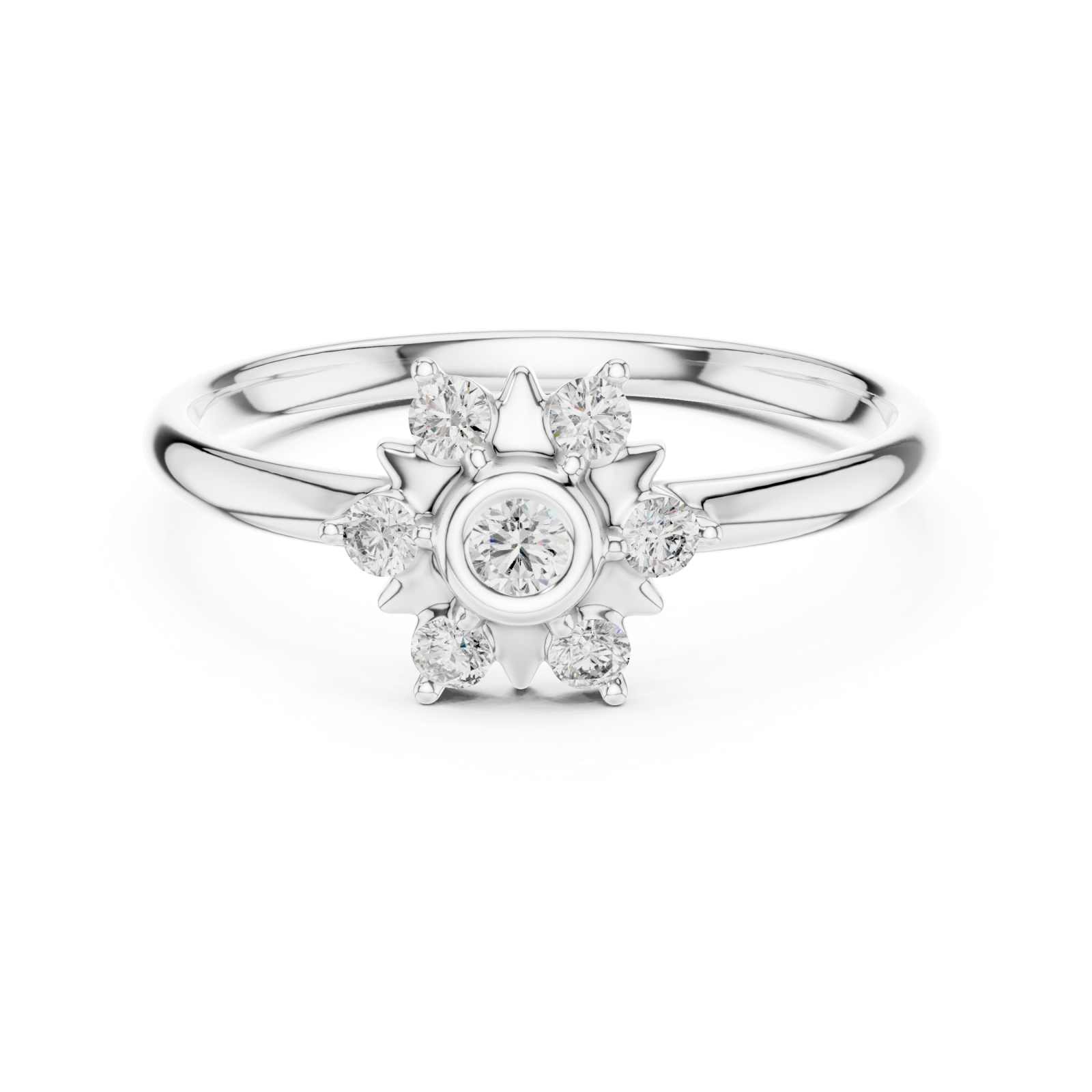  White Gold Sunbeam Reverie Petite Band Ring Front View