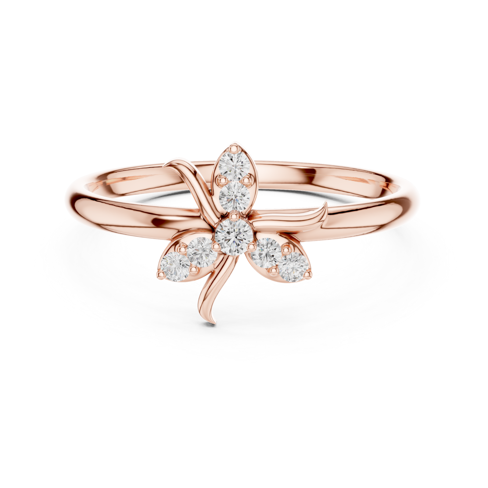  Rose Gold Lily Grace Bloom Ring Front View