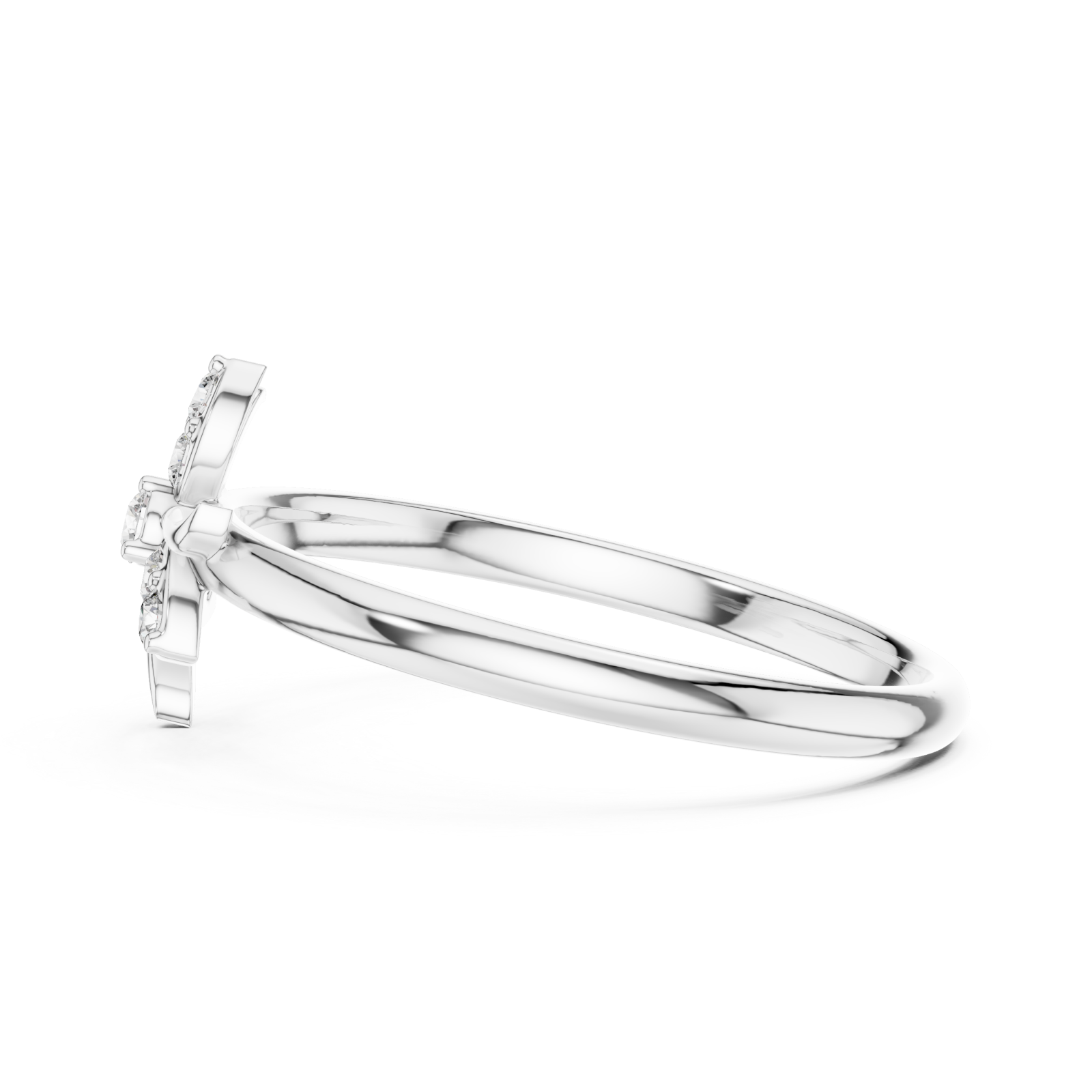  White Gold Lily Grace Bloom Ring Side View