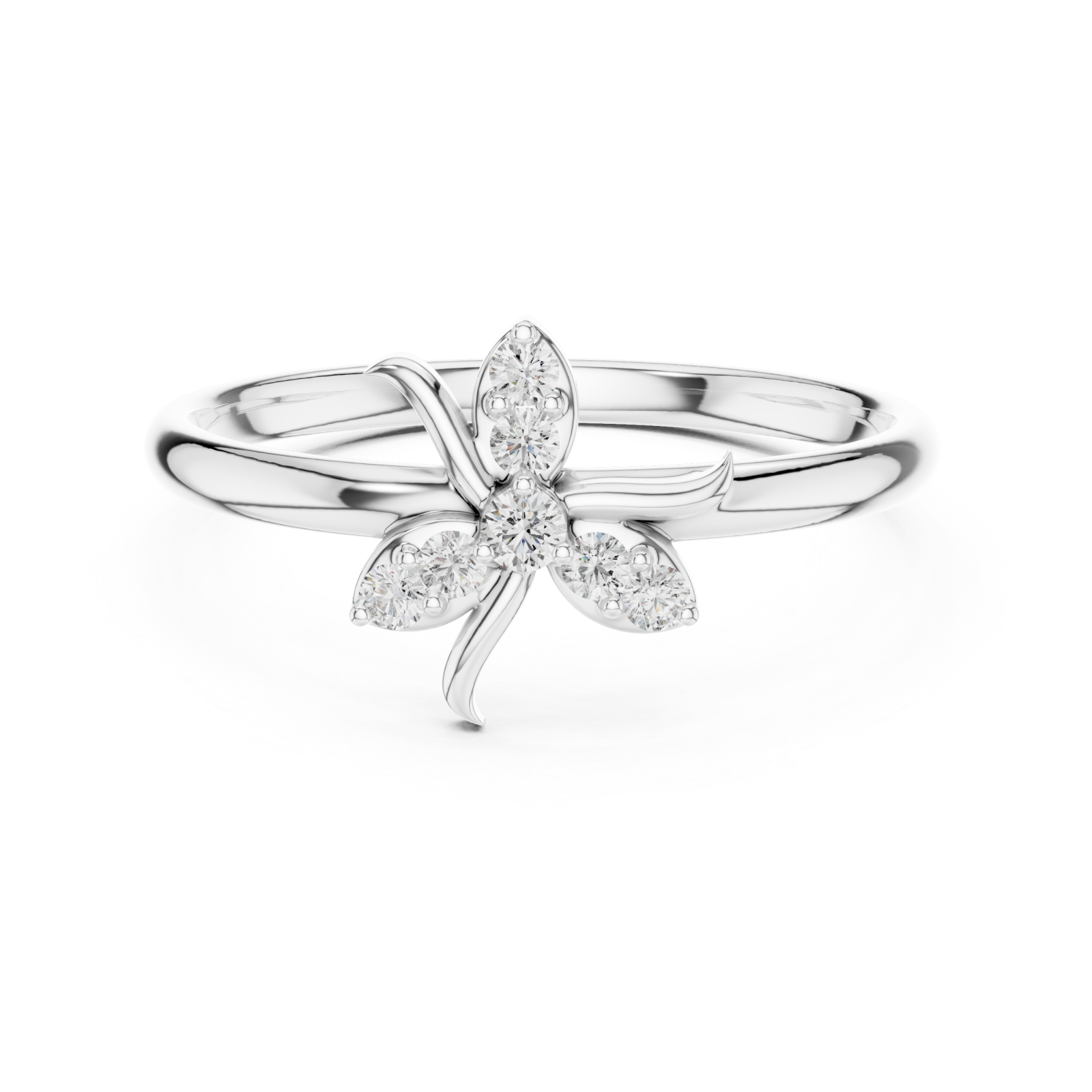  White Gold Lily Grace Bloom Ring Front View